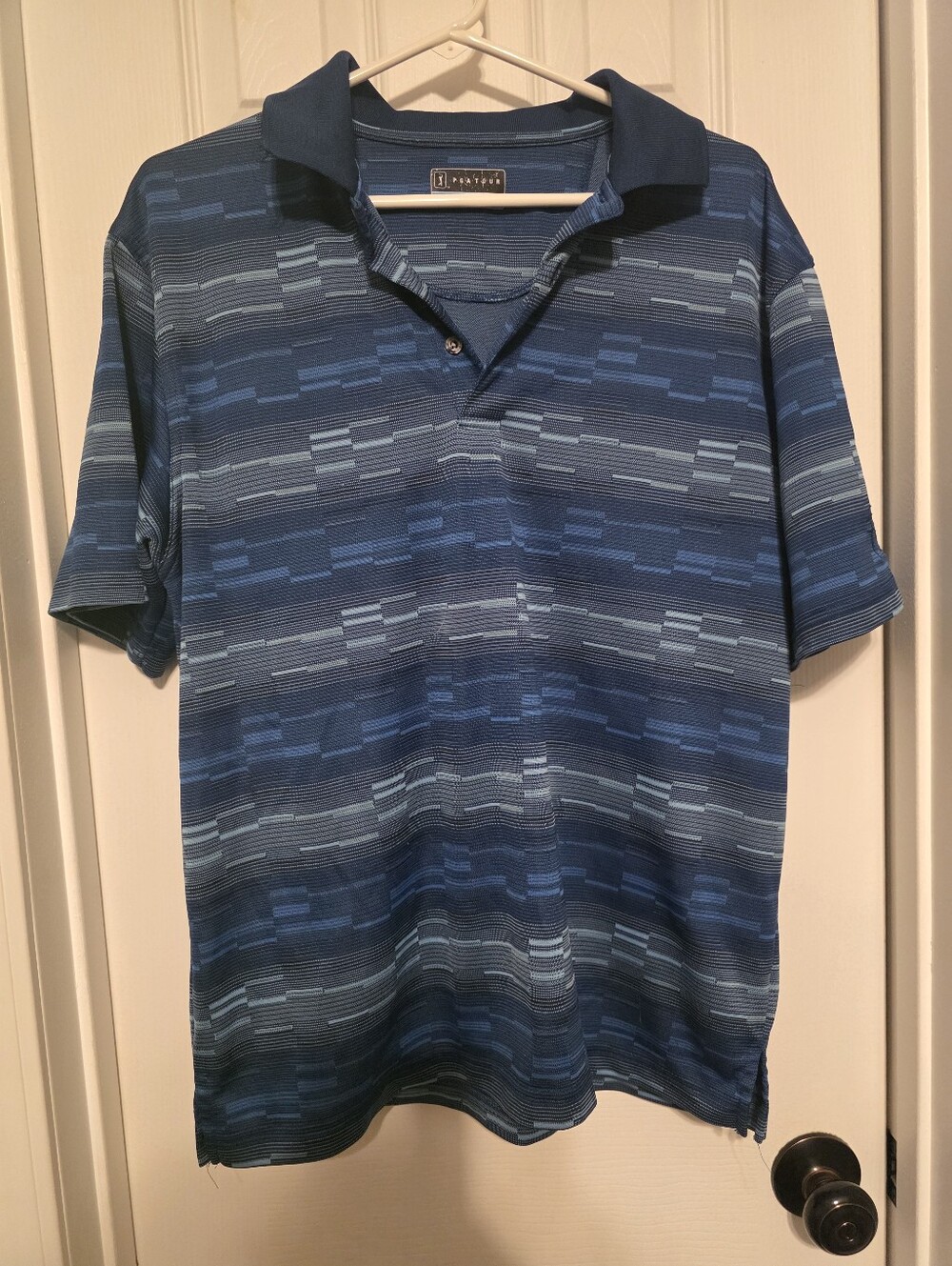 Harbor Bay Men's Navy and Light Blue Striped Polo